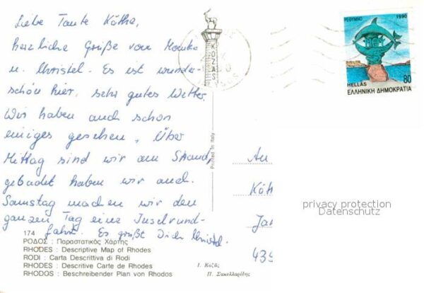 Rhodos Rhodes Aegaeis Landkarte – Bild 2
