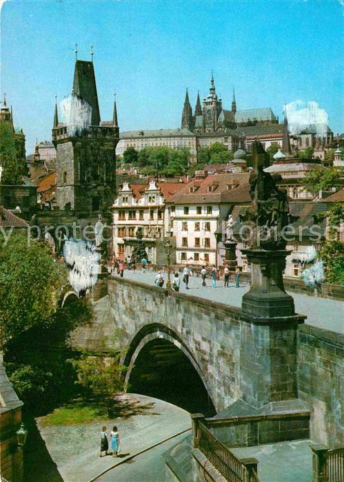 Praha Prahy Prague Prager Burg mit Brücke
