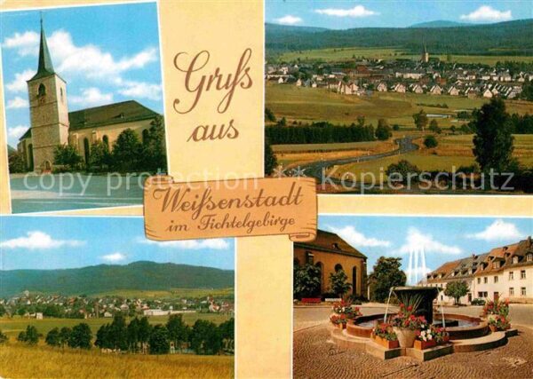 Weissenstadt Kirche Panorama Brunnen