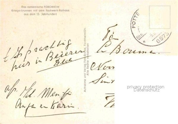 Forchheim Oberfranken Kriegerbrunnen mit Fachwerk Rathaus – Bild 2