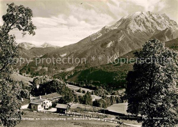 Ramsau Berchtesgaden Gasthaus Zipfhäusl mit Watzmann und Hag