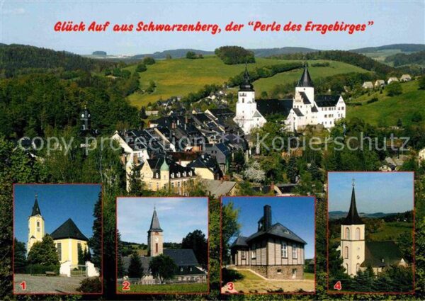 Schwarzenberg Erzgebirge Altstadt St Georgenkirche und Schloss S