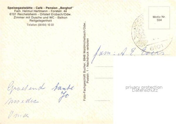 Erzbach Gaststätte Pension Berghof Speisesaal R – Bild 2