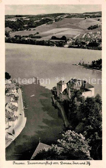 Passau Zsammenfluss Donau Inn Ilz