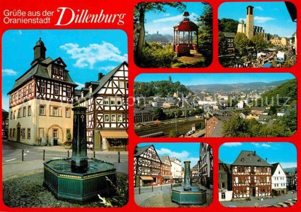 Dillenburg Brunnen Fachwerkhaus Teilansicht Rathau