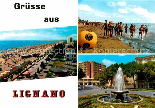 Lignano Fliegeraufnahme Strand Platz Brunnen