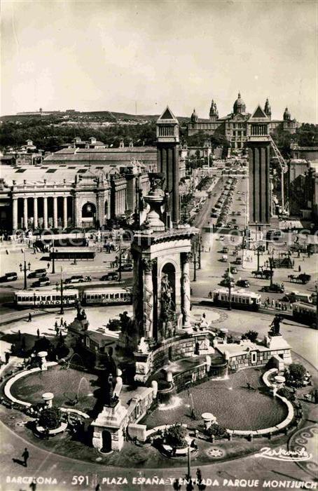 Barcelona Cataluna Plaza Espana Entrada Parque Montjuich