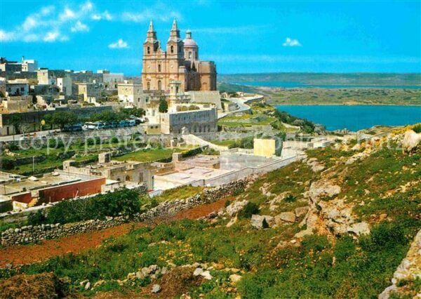 Mellieha Pfarrkirche Sandbucht Panorama