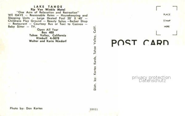 Lake Tahoe California Rip Van Winkle Motel – Bild 2