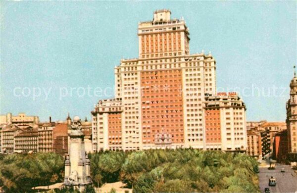 Madrid Spain Monumento a Cervantes y Edificio Espana