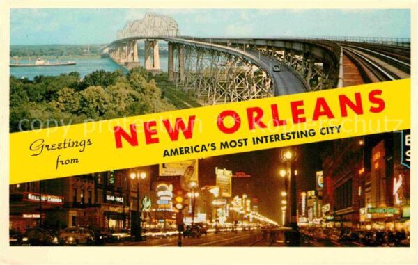 New Orleans Louisiana Huy Long Bridge and Canal Street