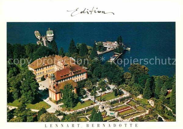 Mainau Fliegeraufnahme Schloß mit Schloßgarten