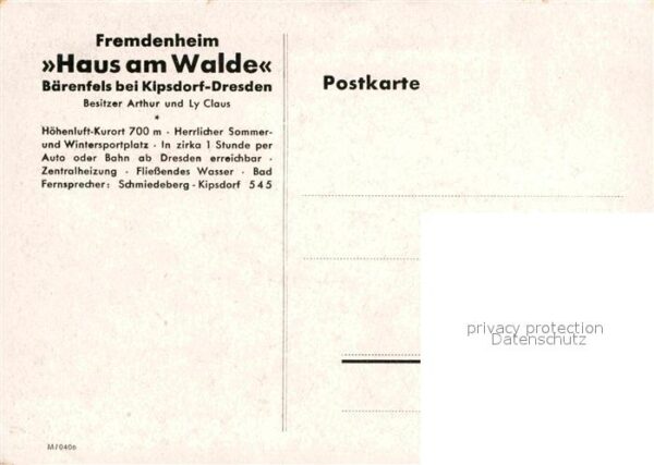 Kipsdorf Bärenfels Fremdenheim Haus am Wald – Bild 2