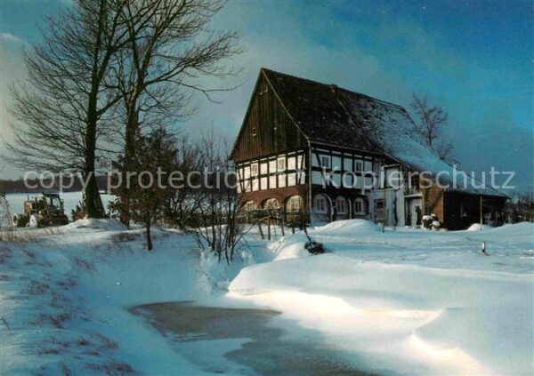 Obercunnersdorf Loebau Bauernhaus im Schnee