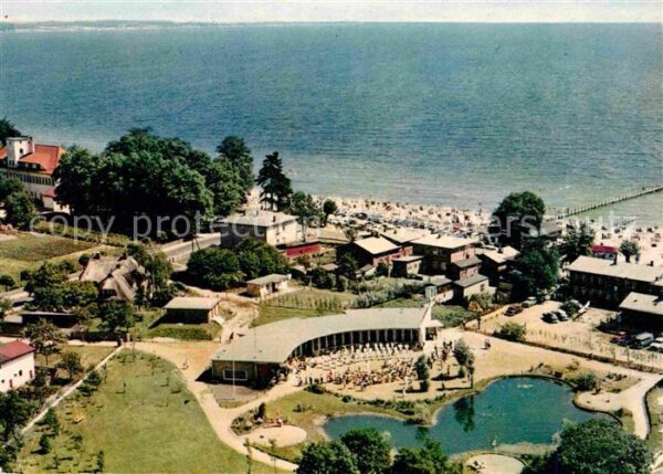 Haffkrug Ostseebad Fliegeraufnahme Pool mit Strand