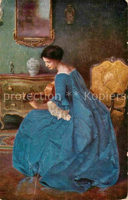 Kuenstlerkarte Viktor Schramm Lautenspielerin Nr. 1206