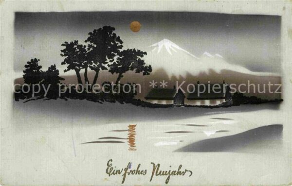 Neujahr Landschaft Berge Mond Bäume