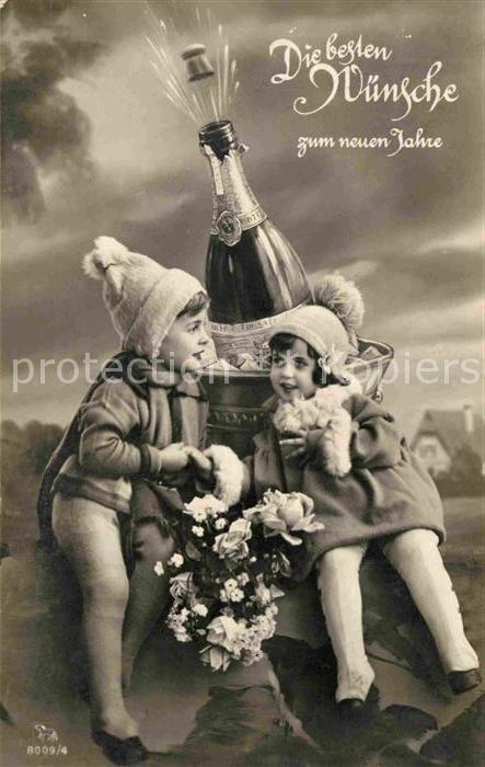 Neujahr Kinder Sektflasche Zipfelmütze