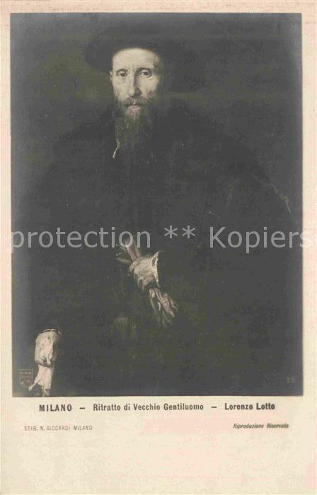 Kuenstlerkarte Alte Kuenstler Lorenzo Lotto Ritratto di Vecchio Genti