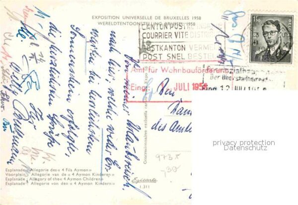 Exposition Universelle Bruxelles 1958 Esplanade Allegorie des 4 Fils Aymon – Bild 2