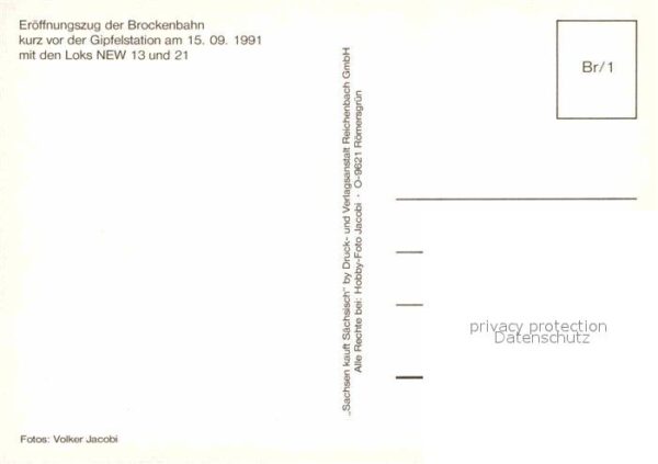 Lokomotive Brockenbahn Eröffnungszug 15.09.1991 – Bild 2