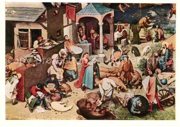 Kuenstlerkarte P. Brueghel Sprichwörter Nr. 50