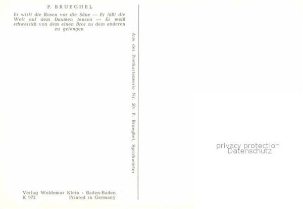 Kuenstlerkarte P. Brueghel Sprichwörter Nr. 50 – Bild 2