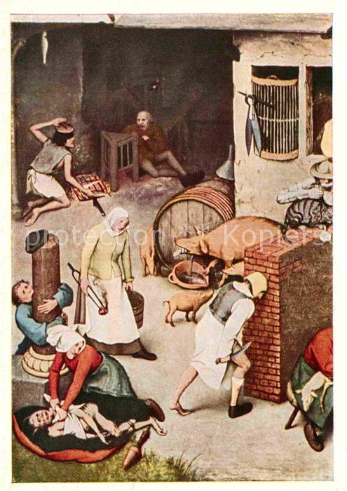 Kuenstlerkarte P. Brueghel Sprichwörter Nr. 50 Teufel