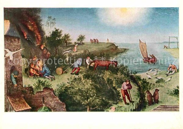 Kuenstlerkarte P. Brueghel Sprichwörter Segeln