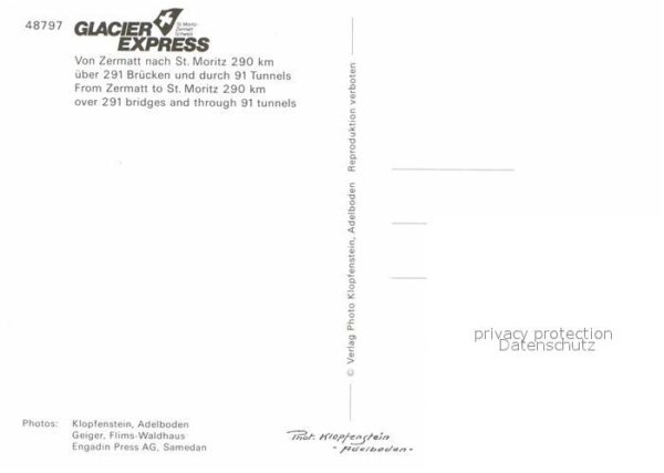 Eisenbahn Glacieir-Express Zermatt Klopfenstein A – Bild 2