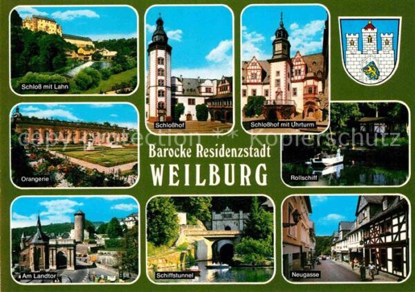 Weilburg Schloßhof mit Uhrturm Rosschiff Neugass