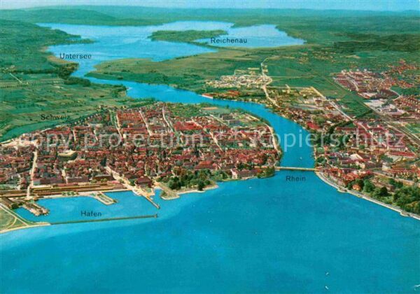 Konstanz Bodensee Fliegeraufnahme Hafen Rhein Untersee Re