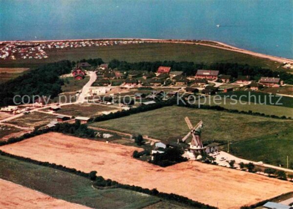 Westerholz Langballig Fliegeraufnahme mit Windmühle