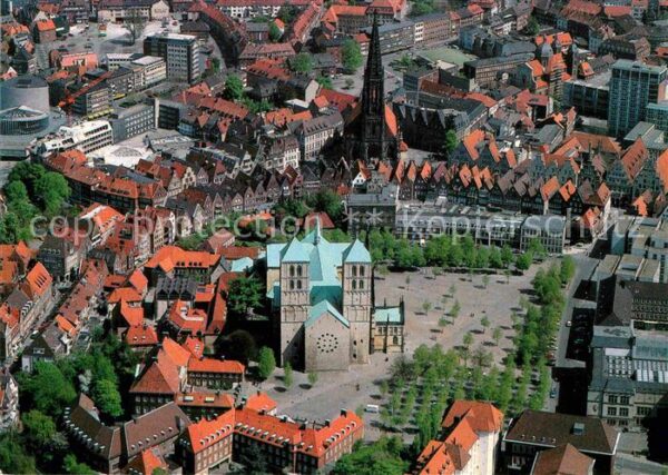 Muenster Westfalen Fliegeraufnahme Dom St. Lamberti Kirche