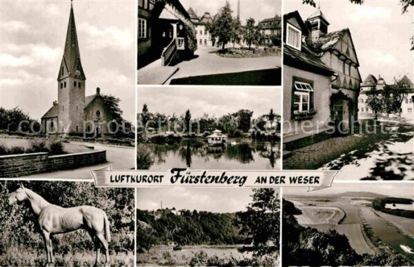 Fuerstenberg Weser Kirche Teilansicht Pferd Weser