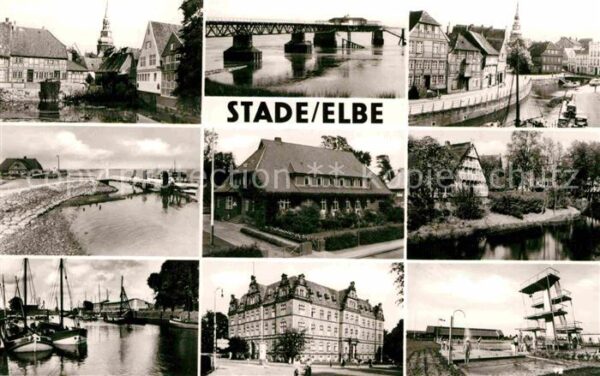 Stade Niederelbe Hafen Schwimmbad Brücke Typisches Haus
