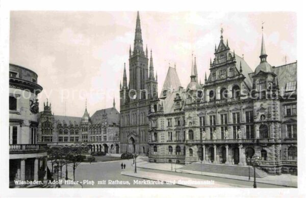 Wiesbaden A.H. Platz Rathaus Marktkirche Studiena