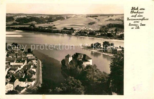 Passau Blick vom Oberhaus auf den Zusammenflus