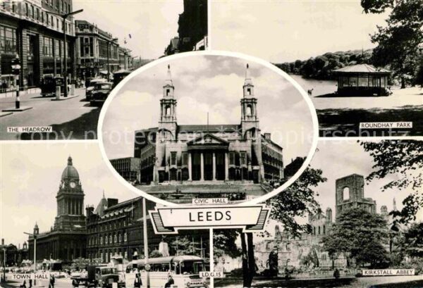 Leeds West Yorkshire Roundhay Park Kirkstall Abbey Town Hall