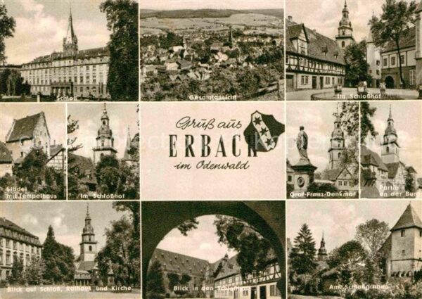 Erbach Odenwald Schloss Rathaus Kirche Graf Franz-Denkm