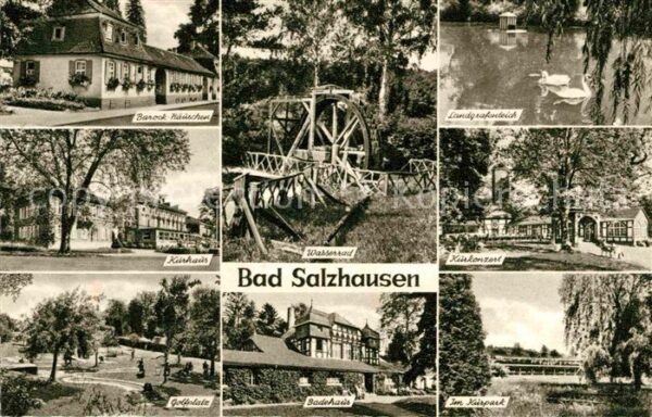 Bad Salzhausen Barock-Häuschen Kurhaus Wasserrad Golfp