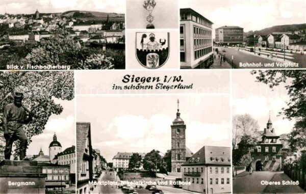 Siegen Westfalen Blick vom Fischbacherberg Schloß Bergma