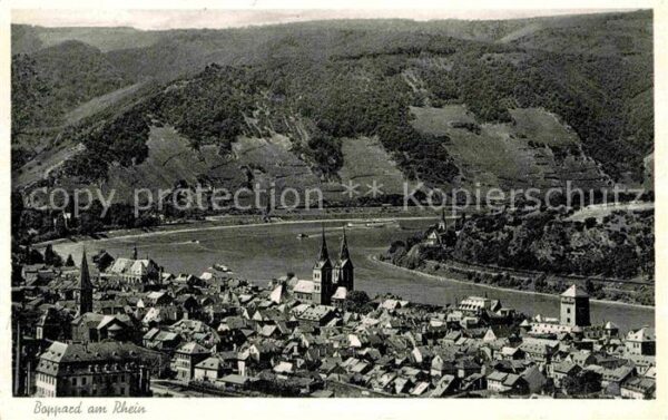 Boppard Rhein Fliegeraufnahme mit Rehin