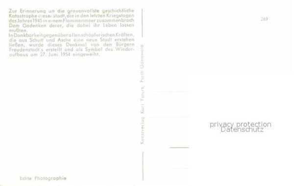 Freudenstadt Denkmal Symbol der Wiederaufbaus – Bild 2