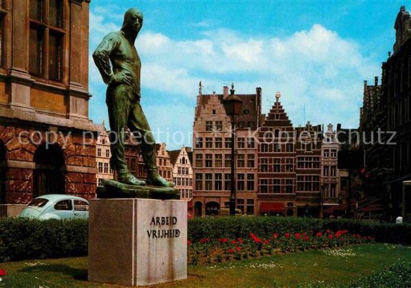 Antwerpen Anvers Beeld De Buildrager Gildehuizen aan de