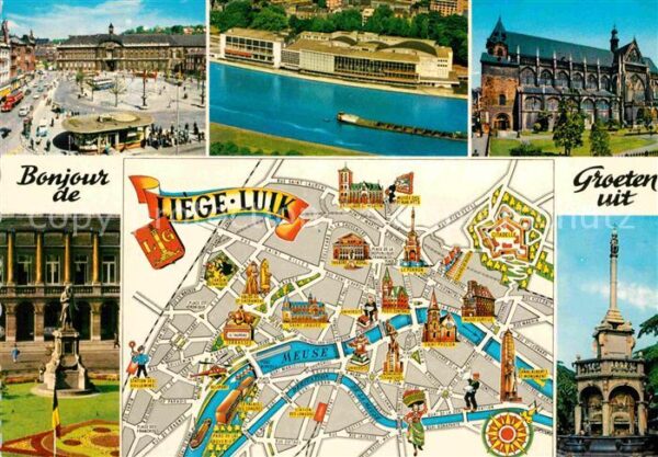 Liege Luettich Teilansichten Stadtplan