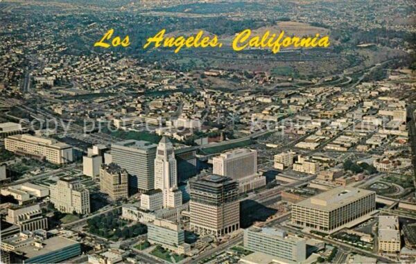 Los Angeles California Aerial view of Civic Center and downtow