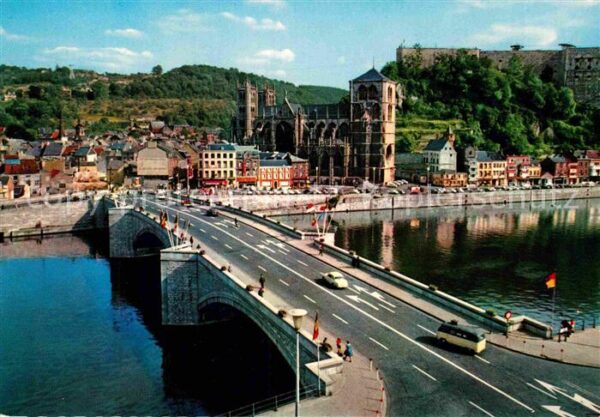 Huy la Meuse Le Pont Boudouin La Collegiale et le Fo