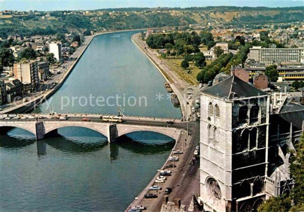 Huy la Meuse Pont Baudouin et Collegiale Fliegeraufn