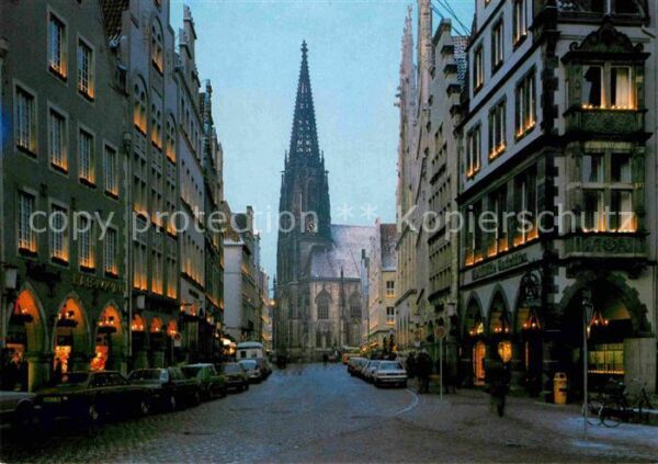 Muenster Westfalen Prinzipalmarkt in Festbeleuchtung mit K
